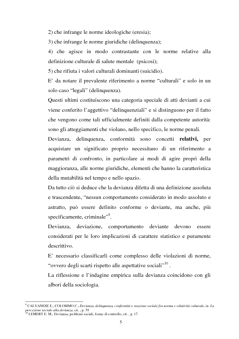 Anteprima della tesi: La percezione sociale della devianza: in particolare la conflittualità sociale, Pagina 4