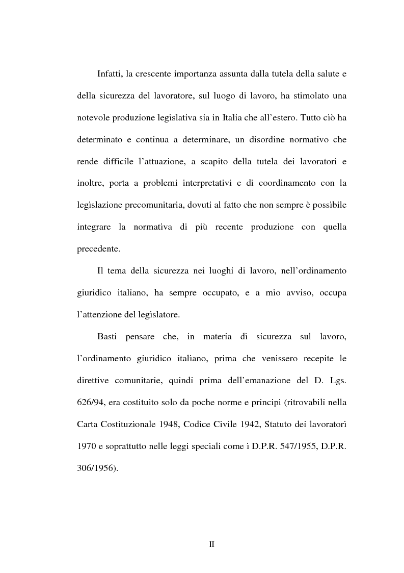 Anteprima della tesi: Tutela della salute e della sicurezza dei lavoratori, Pagina 2