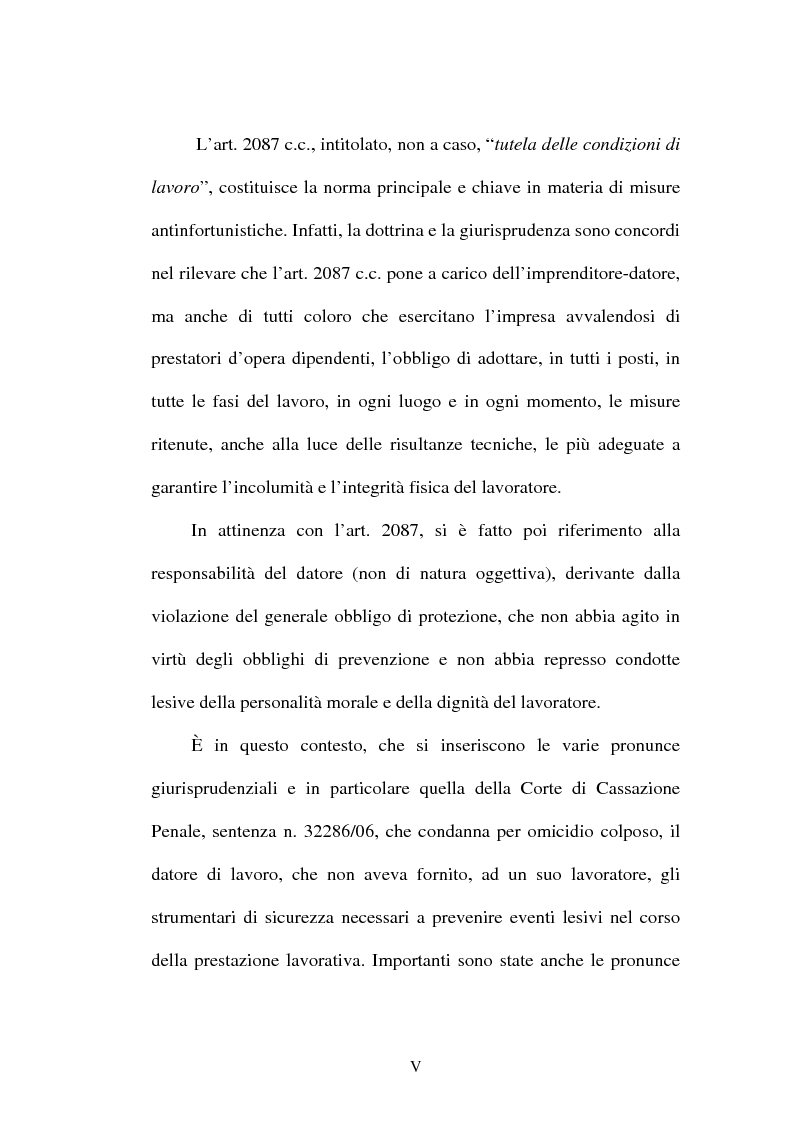 Anteprima della tesi: Tutela della salute e della sicurezza dei lavoratori, Pagina 5