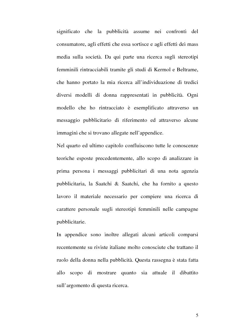 Anteprima della tesi: Il ruolo della donna nella pubblicità, Pagina 5