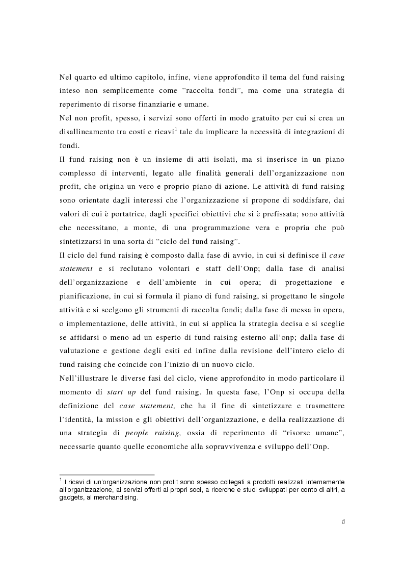 Anteprima della tesi: Pubblicità e fund raising nelle organizzazioni senza scopo di lucro, Pagina 4
