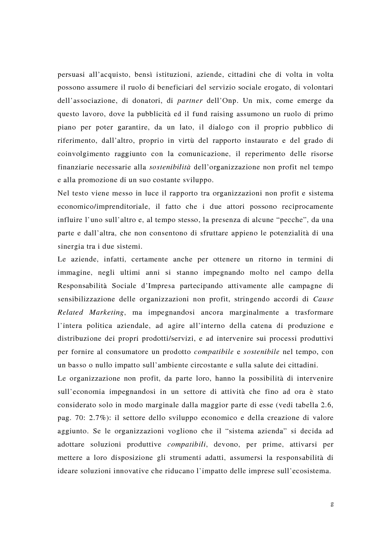 Anteprima della tesi: Pubblicità e fund raising nelle organizzazioni senza scopo di lucro, Pagina 7