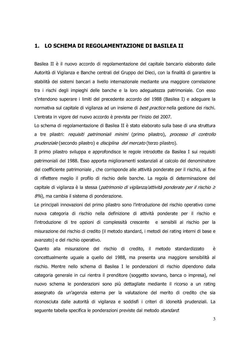 Anteprima della tesi: Preparazione e politiche finanziarie delle imprese italiane a pochi mesi da Basilea II: un'indagine sul campo, Pagina 3