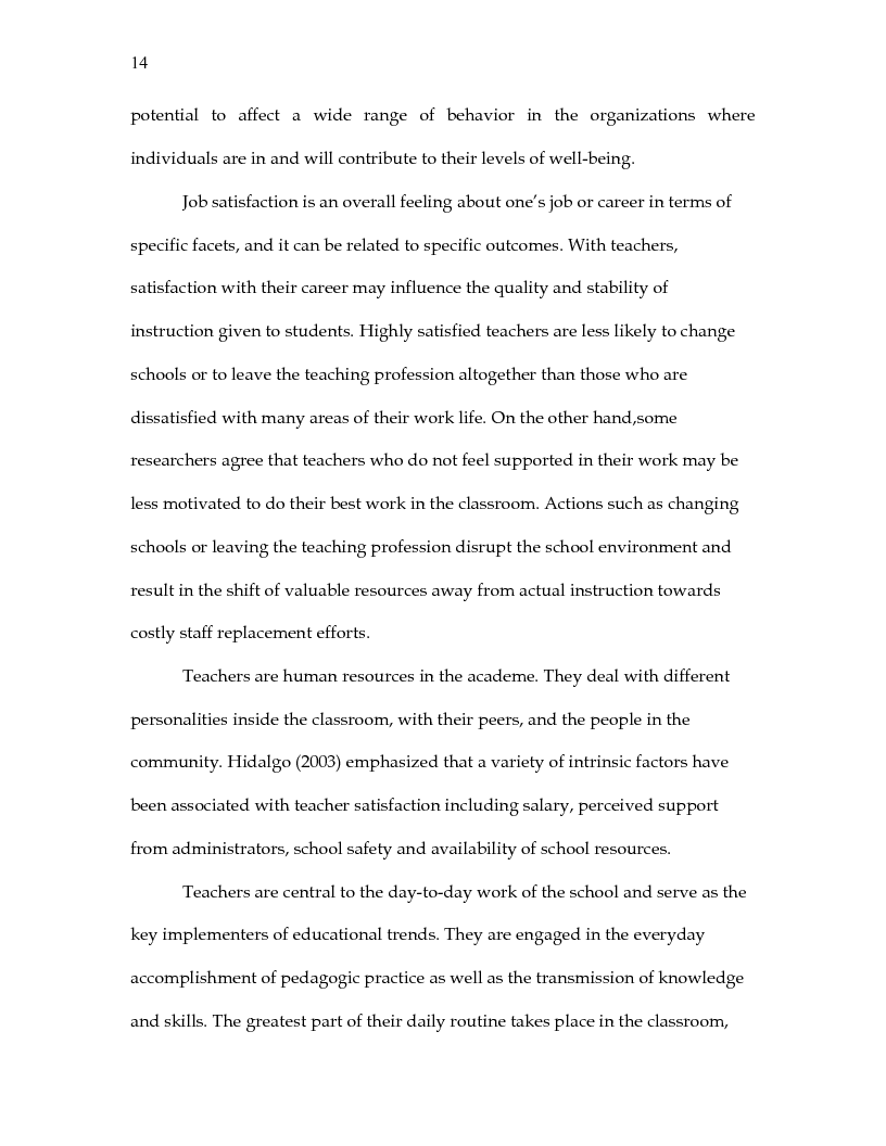 Anteprima della tesi: Correlates of Job Satisfaction Among the Faculty Members of the College of Community Resources Development Palawan State University, Pagina 4