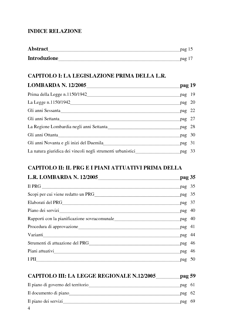 Indice della tesi: Un nuovo strumento per la pianificazione in Lombardia - La perequazione a Darfo Boario Terme, Pagina 1