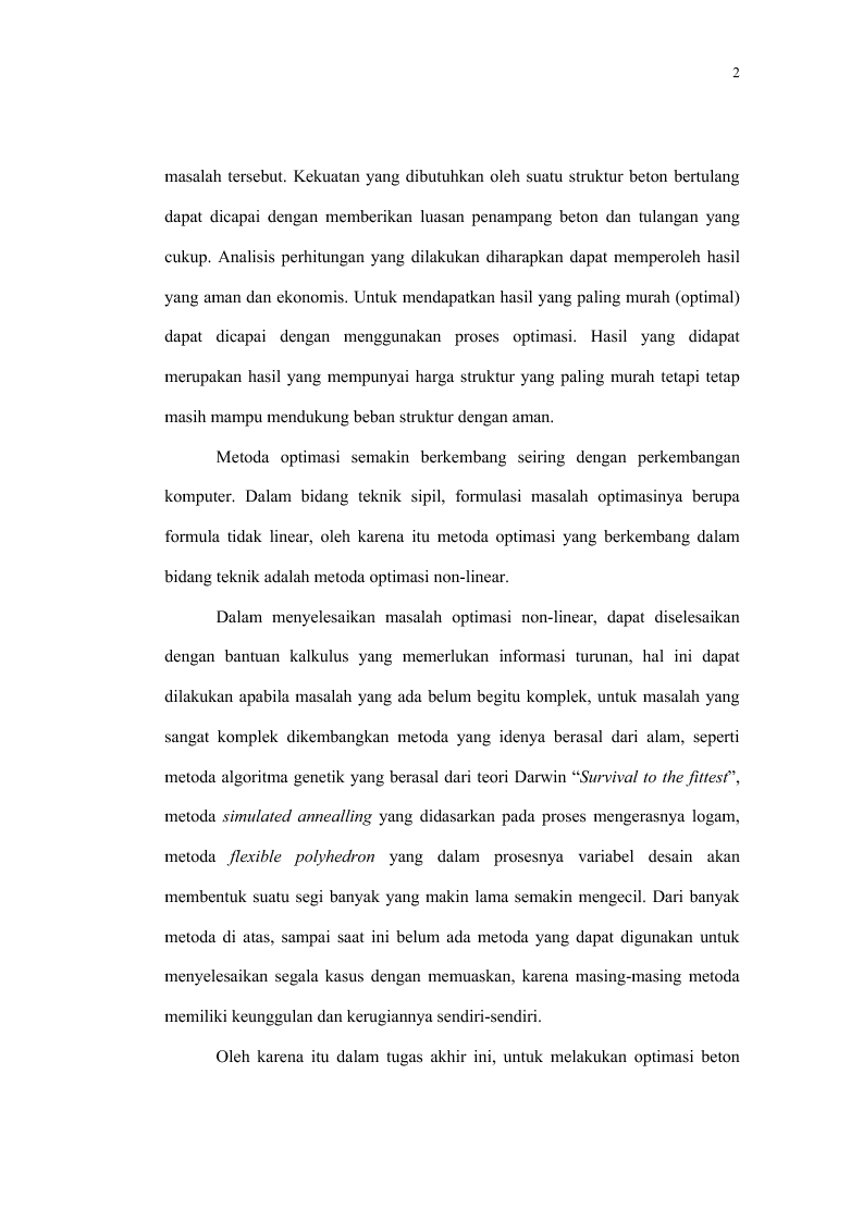 Anteprima della tesi: Optimasi Beton Bertulang Pada Struktur Portal Ruang, Pagina 3