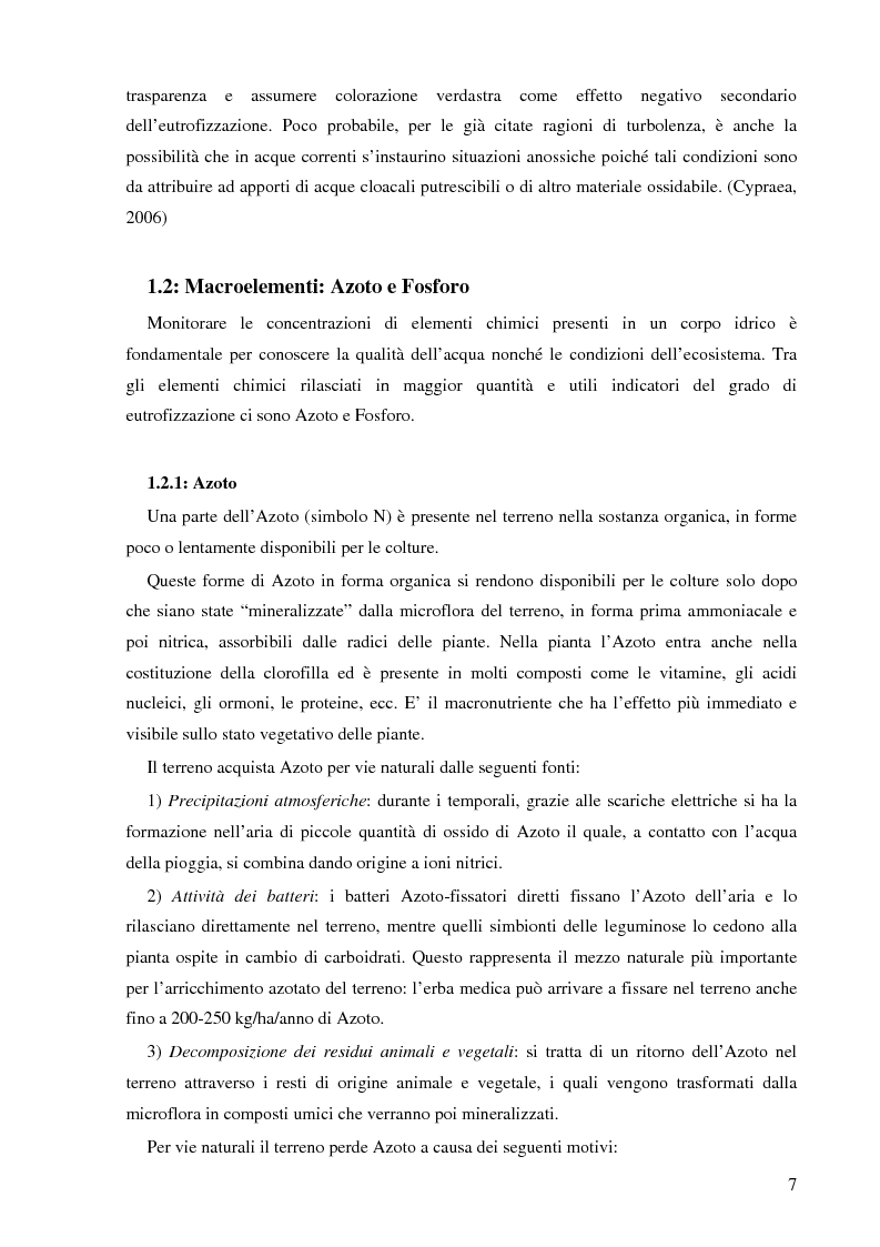 Anteprima della tesi: Possibile impiego delle fasce tampone per l'abbattimento dei carichi di nutrienti nel fiume Meolo, Pagina 2