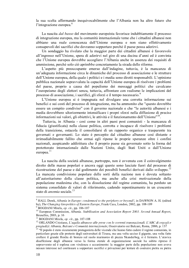 Anteprima della tesi: Da nido delle aquile a porta dei Balcani. Prospettive di sviluppo dell'Albania sulla strada dell'integrazione europea, Pagina 2