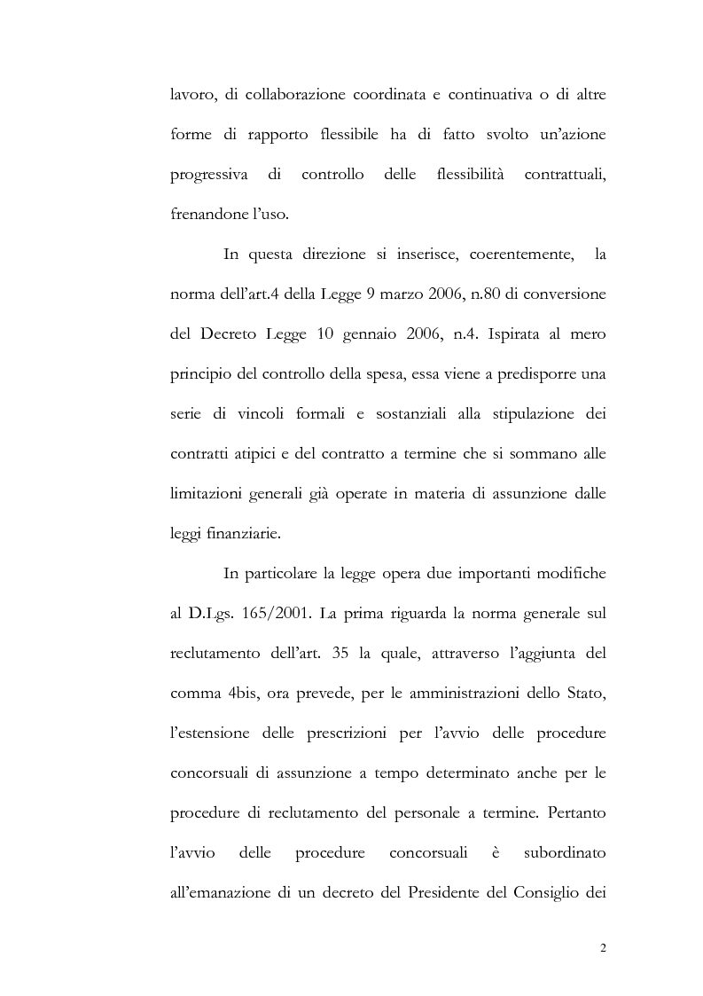 Anteprima della tesi: Contratto a tempo determinato e pubblica amministrazione con particolare riguardo all'utilizzo di tale tipologia contrattuale nella regione abruzzo, Pagina 2