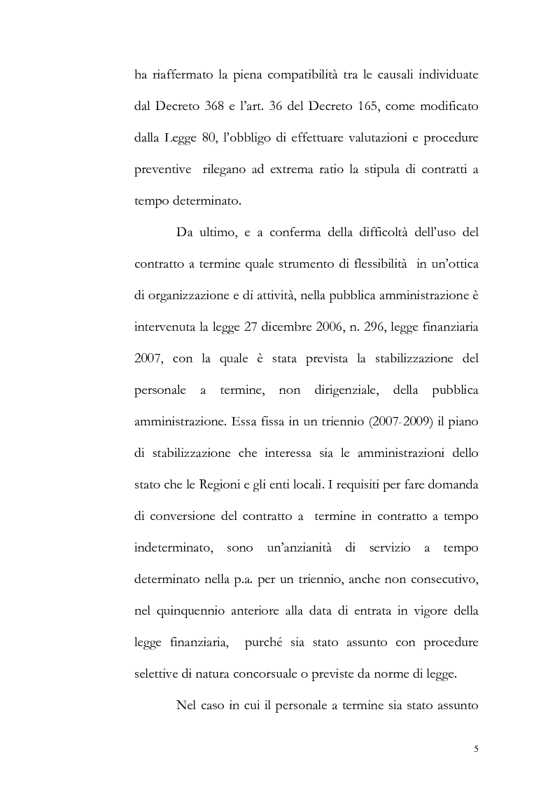 Anteprima della tesi: Contratto a tempo determinato e pubblica amministrazione con particolare riguardo all'utilizzo di tale tipologia contrattuale nella regione abruzzo, Pagina 5