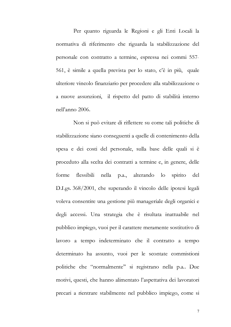 Anteprima della tesi: Contratto a tempo determinato e pubblica amministrazione con particolare riguardo all'utilizzo di tale tipologia contrattuale nella regione abruzzo, Pagina 7
