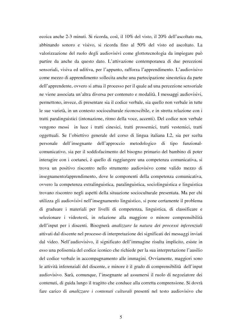 Anteprima della tesi: Didattica dell'italiano a bambini stranieri: il progetto Laposs, Pagina 5