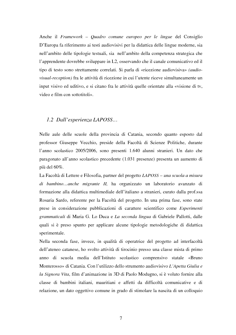 Anteprima della tesi: Didattica dell'italiano a bambini stranieri: il progetto Laposs, Pagina 7