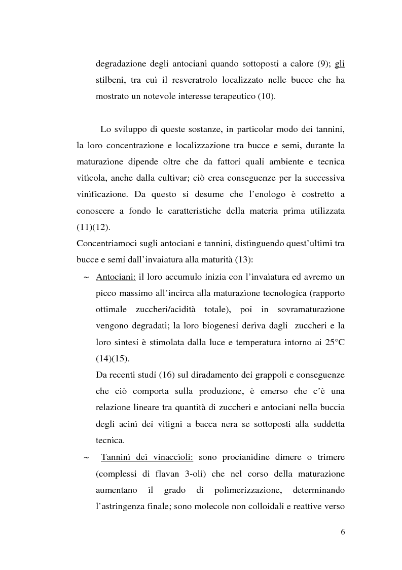 Anteprima della tesi: Sistemi d'allevamento del vitigno cultivar Sangiovese e loro influenza sulle caratteristiche compositive, strutturali e minori dei vini corrispondenti, Pagina 6