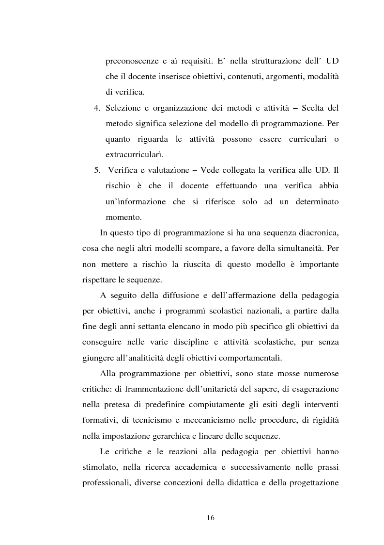 Anteprima della tesi: Le unità di apprendimento e il portfolio nell'ottica dei modelli di programmazione, Pagina 13