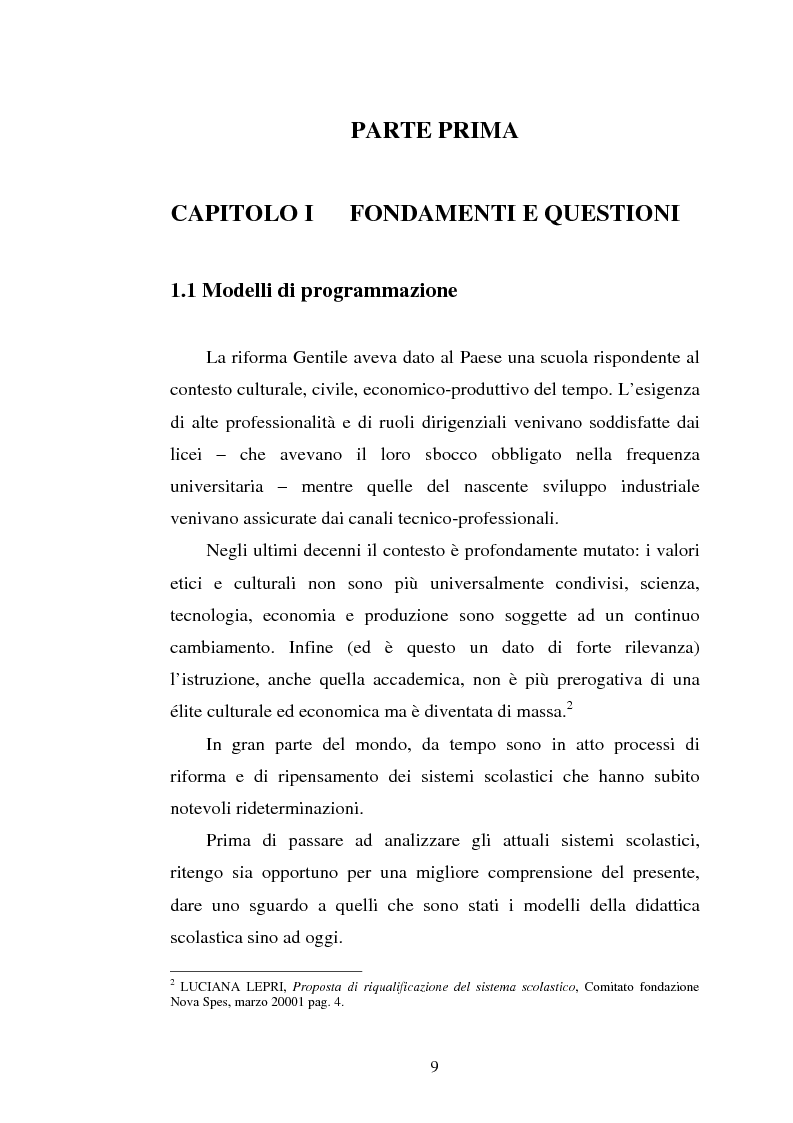 Anteprima della tesi: Le unità di apprendimento e il portfolio nell'ottica dei modelli di programmazione, Pagina 6