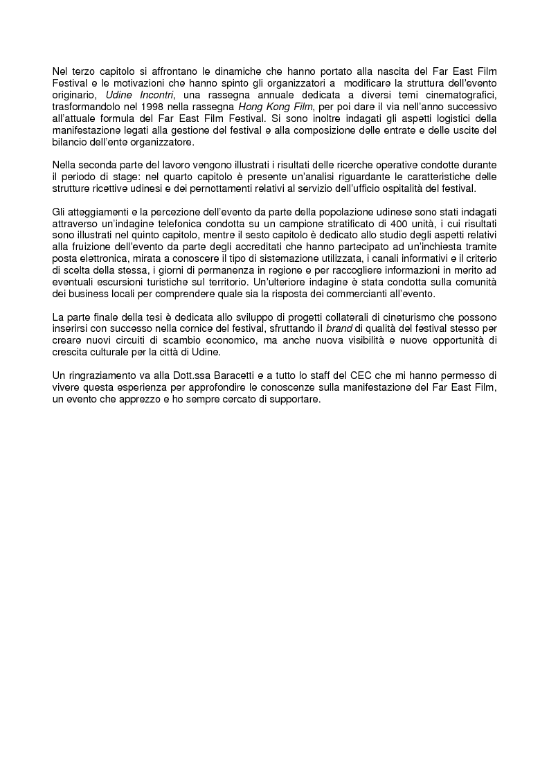 Anteprima della tesi: Effetti socioeconomici di un evento culturale: il Far East Film Festival di Udine, Pagina 2
