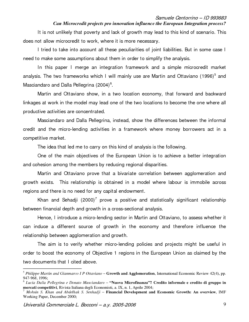 Anteprima della tesi: Can Microcredit projects pro innovation influence the European Integration Process?, Pagina 4