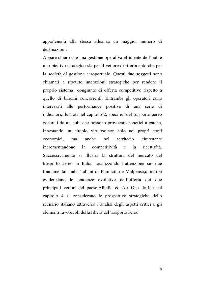 Anteprima della tesi: Interazione strategica tra compagnia aerea ed aeroporto "hub": il caso italiano, Pagina 2