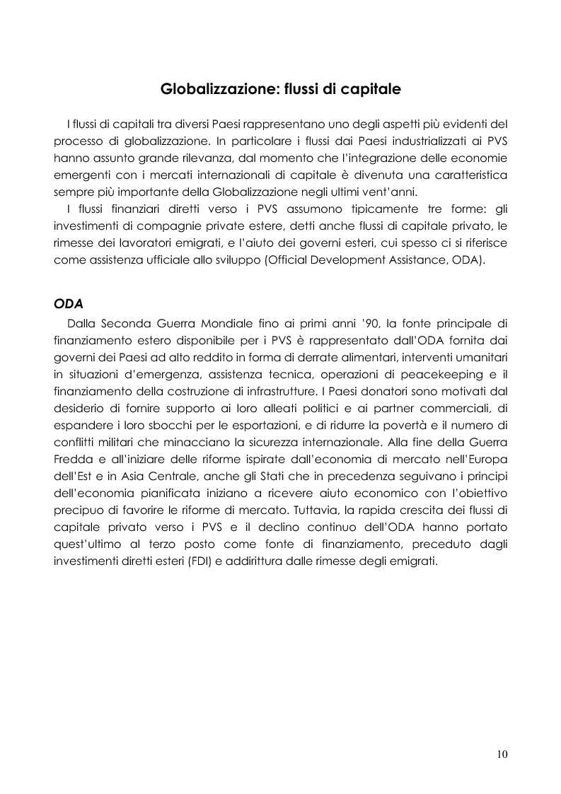 Anteprima della tesi: Flussi di Capitali verso i Paesi in Via di Sviluppo nell'era della Nuova Globalizzazione, Pagina 10