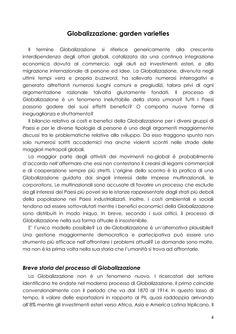 Anteprima della tesi: Flussi di Capitali verso i Paesi in Via di Sviluppo nell'era della Nuova Globalizzazione, Pagina 4