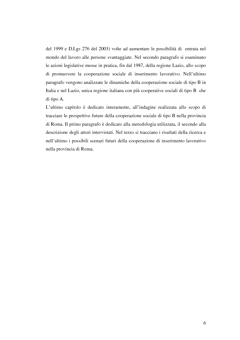 Anteprima della tesi: Il futuro della cooperazione sociale di tipo B. Analisi degli scenari della provincia di Roma, Pagina 3