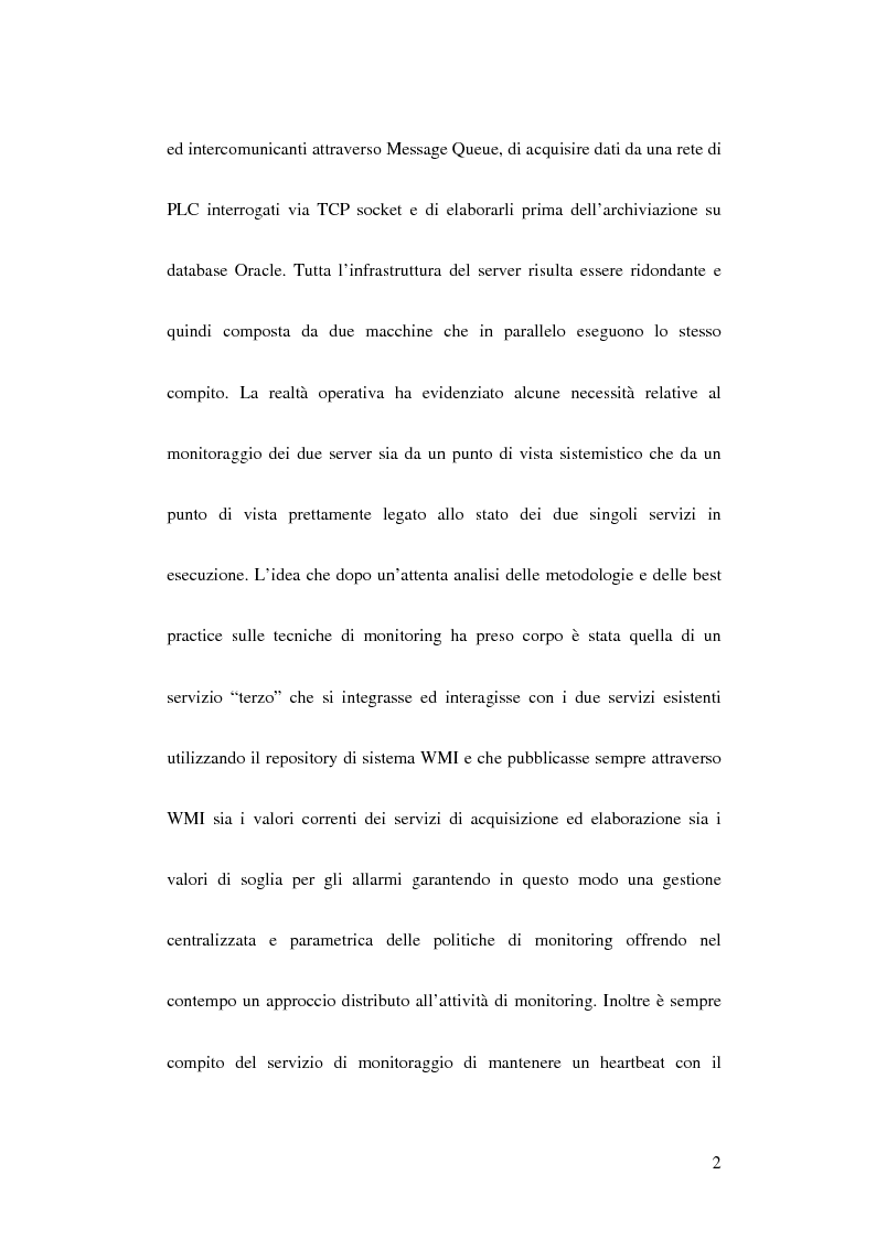 Anteprima della tesi: Sviluppo di applicazioni “instrumented” per il controllo e la gestione dei sistemi: le tecnologie WMI e .NET in un contesto aziendale, Pagina 2