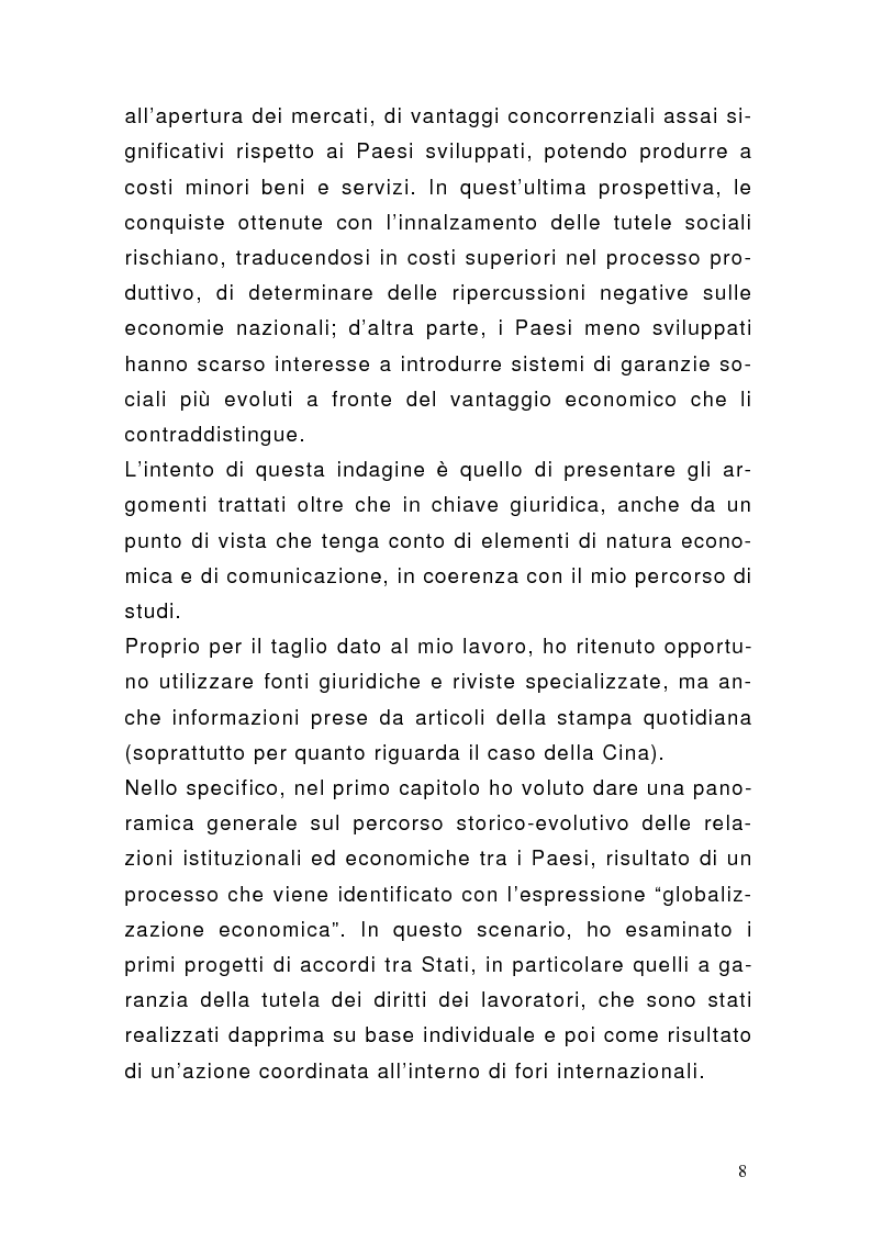 Anteprima della tesi: L'azione della WTO nella tutela dei diritti dei lavoratori. In particolare, il caso della Cina., Pagina 3