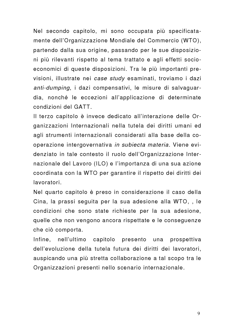 Anteprima della tesi: L'azione della WTO nella tutela dei diritti dei lavoratori. In particolare, il caso della Cina., Pagina 4