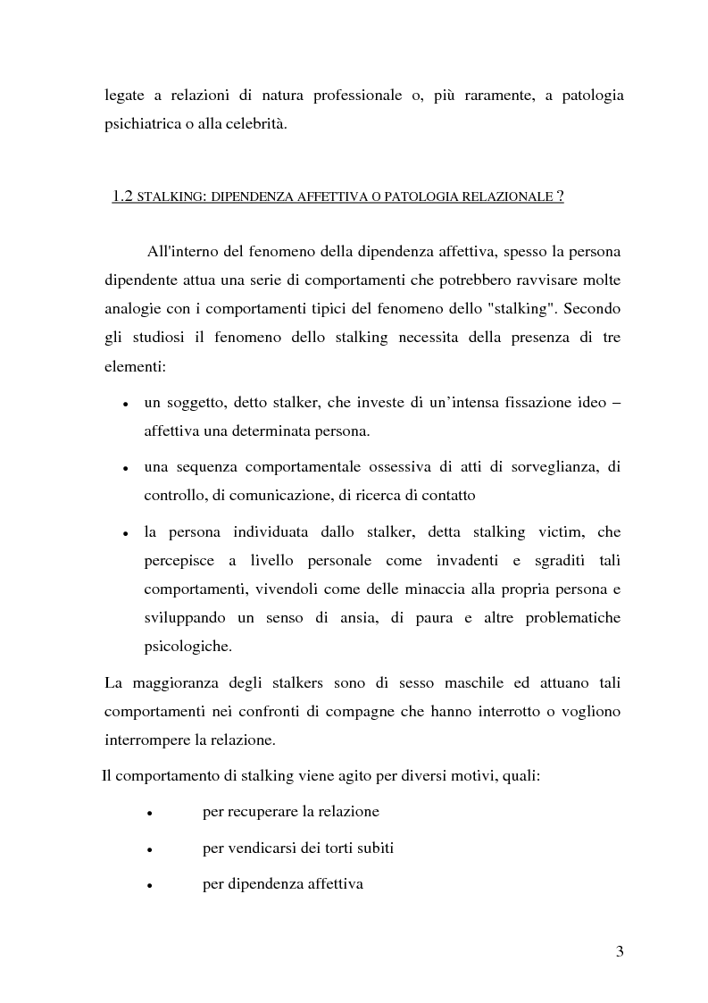 Anteprima della tesi: Stalking: autore, vittima e normativa, Pagina 5