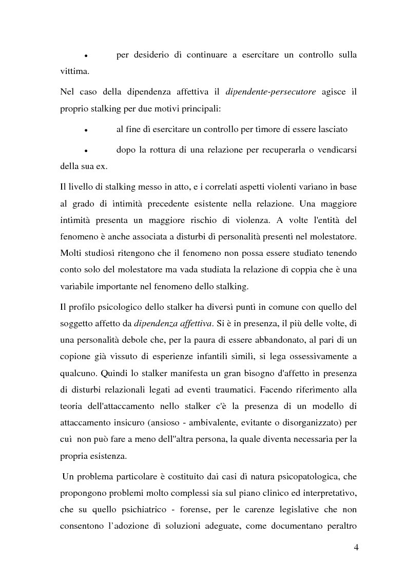 Anteprima della tesi: Stalking: autore, vittima e normativa, Pagina 6