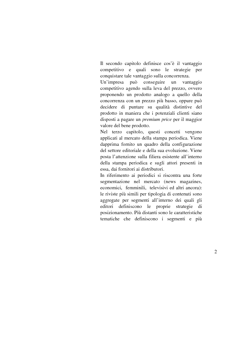 Anteprima della tesi: Analisi competitiva e strategie di posizionamento: il caso della stampa periodica, Pagina 2