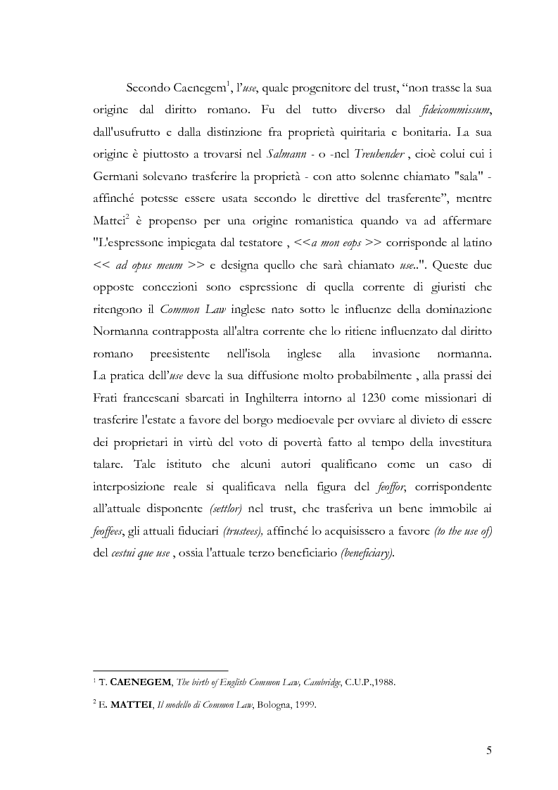 Anteprima della tesi: Il trust in Italia e la sua evoluzione giuridica, Pagina 5