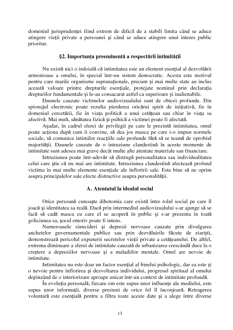 Anteprima della tesi: Incalcarea dreptului la viata privata prin interceptarea de imagini si sunete, Pagina 9