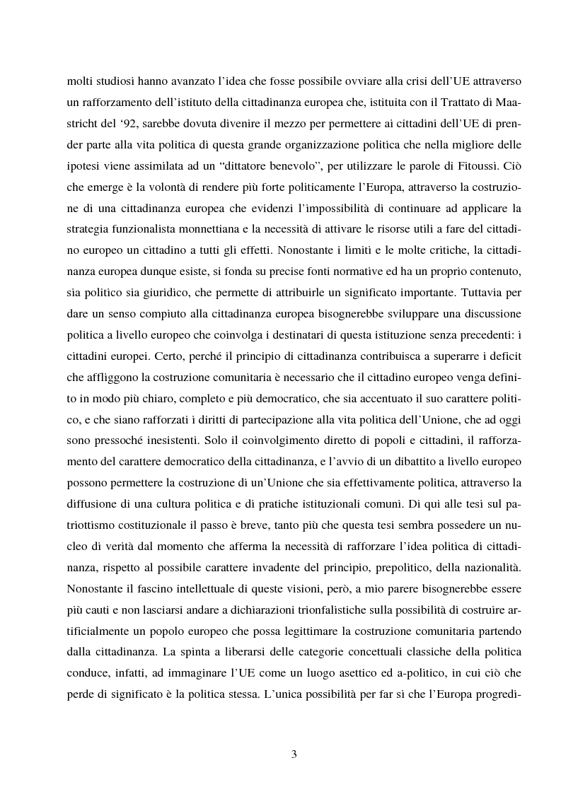Anteprima della tesi: Cittadinanza e legittimazione nell'Unione europea, Pagina 3