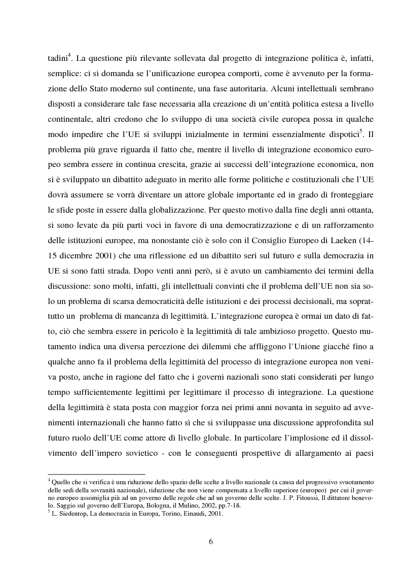 Anteprima della tesi: Cittadinanza e legittimazione nell'Unione europea, Pagina 6