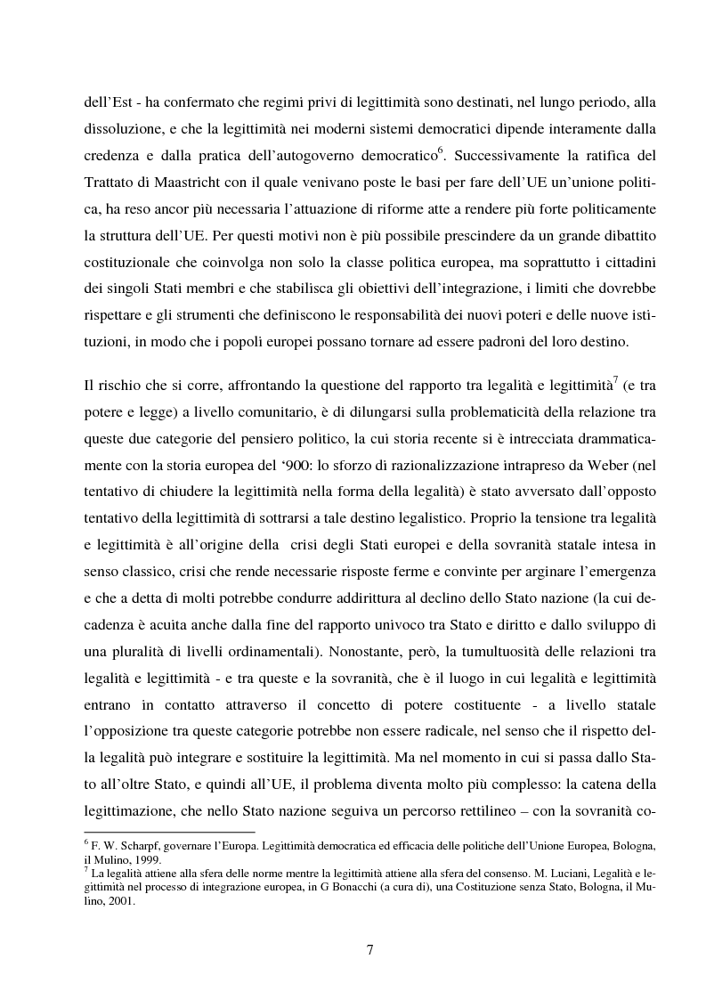 Anteprima della tesi: Cittadinanza e legittimazione nell'Unione europea, Pagina 7