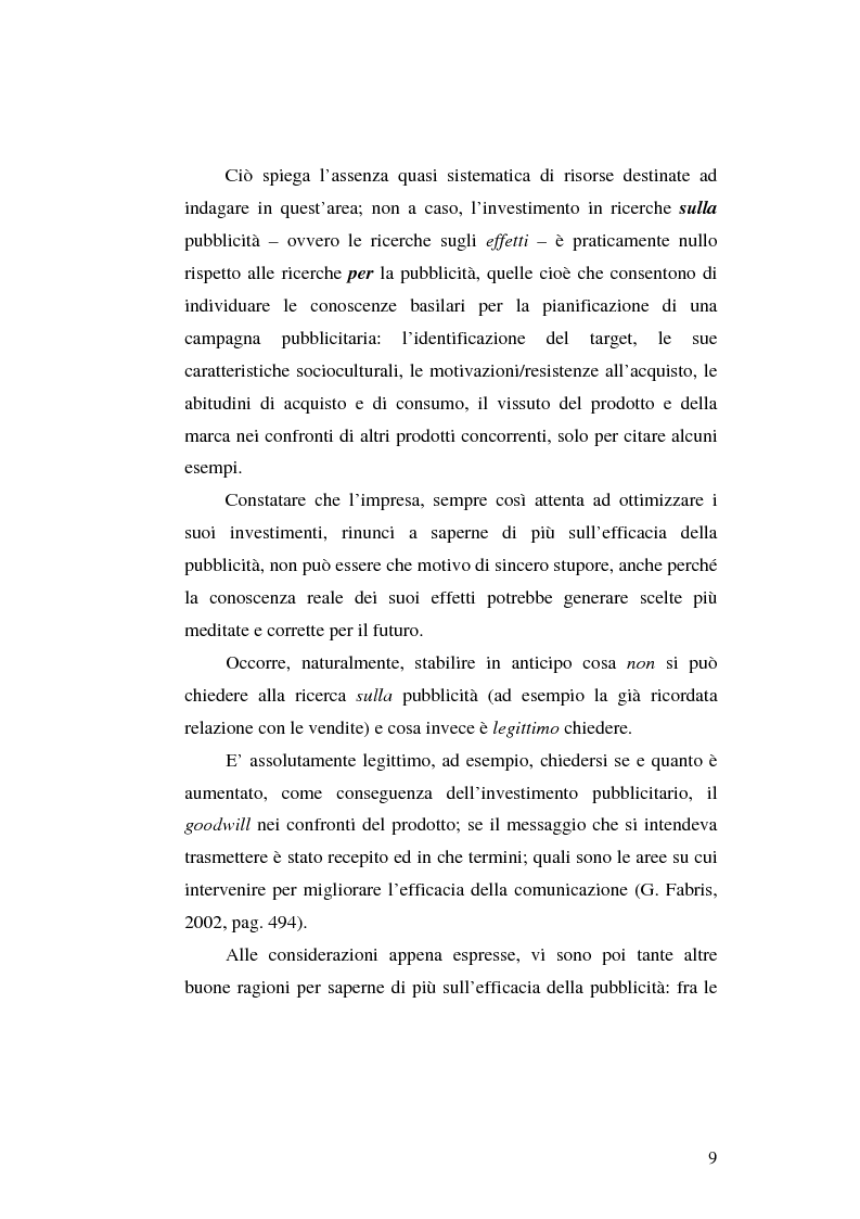Anteprima della tesi: L'efficacia delle campagne pubblicitarie: il caso ''Futuro Remoto'', Pagina 9