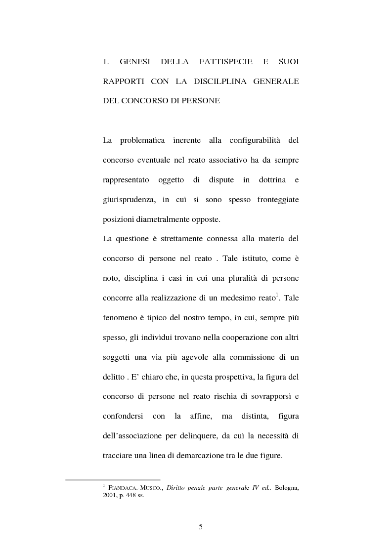 Anteprima della tesi: Concorso eventuale nel reato associativo e rispetto del principio di tassatività, Pagina 3