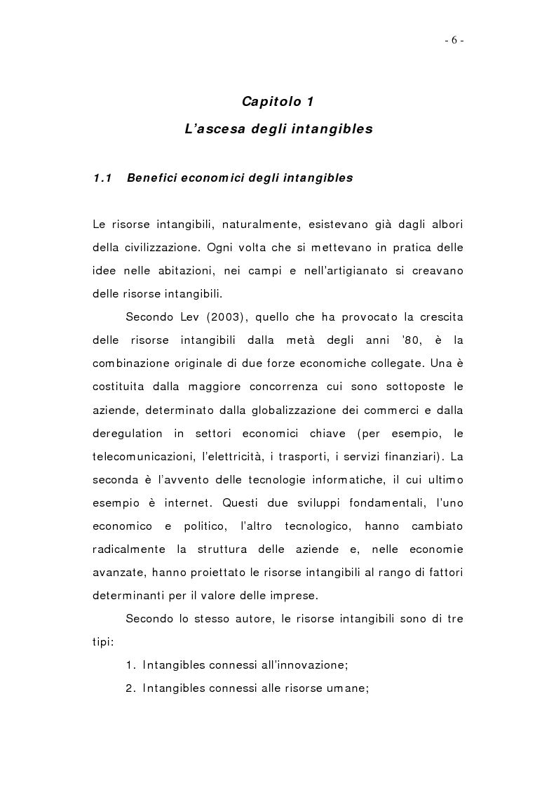 Anteprima della tesi: Impatto degli IAS/IFRS sulla valutazione, contabilizzazione e comunicazione degli intangibles: analisi settore dei media, Pagina 6