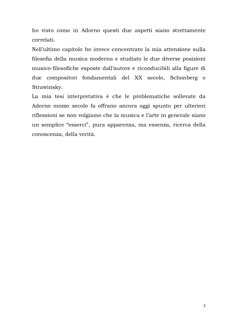 Anteprima della tesi: La sociologia della musica in Th. W. Adorno. Riflessioni filosofiche sulla musica moderna e contemporanea, Pagina 2