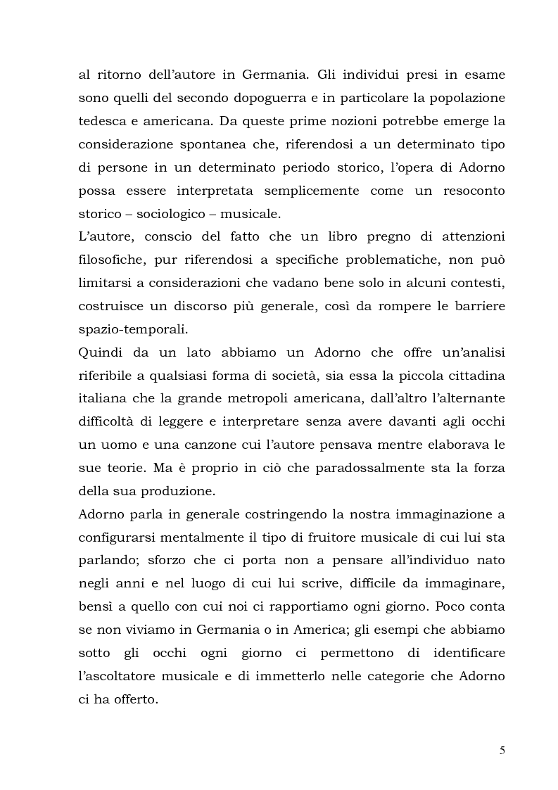 Anteprima della tesi: La sociologia della musica in Th. W. Adorno. Riflessioni filosofiche sulla musica moderna e contemporanea, Pagina 4