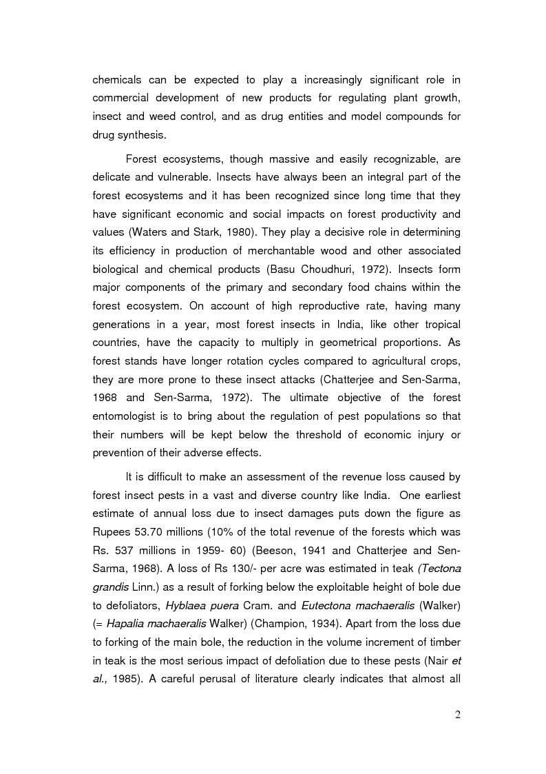 Anteprima della tesi: Studies on the bionomics of Eligma narcissus Cramer (Lepidoptera: Noctuidae), A defoliator of forest tree, Ailanthus excelsa Roxburgh, Pagina 2