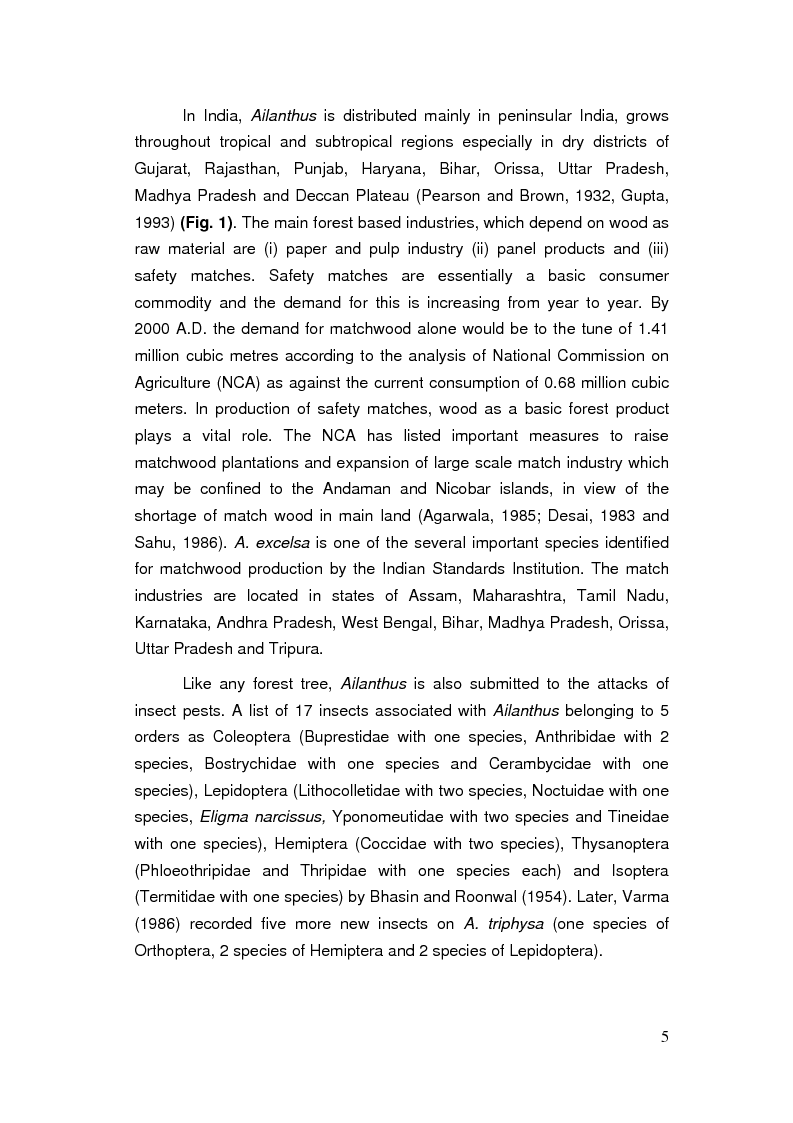 Anteprima della tesi: Studies on the bionomics of Eligma narcissus Cramer (Lepidoptera: Noctuidae), A defoliator of forest tree, Ailanthus excelsa Roxburgh, Pagina 5