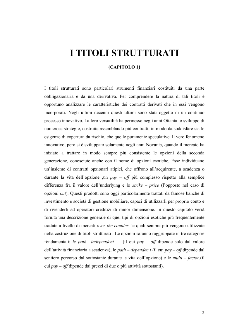 Anteprima della tesi: Valutazione e pricing di un titolo strutturato, Pagina 2
