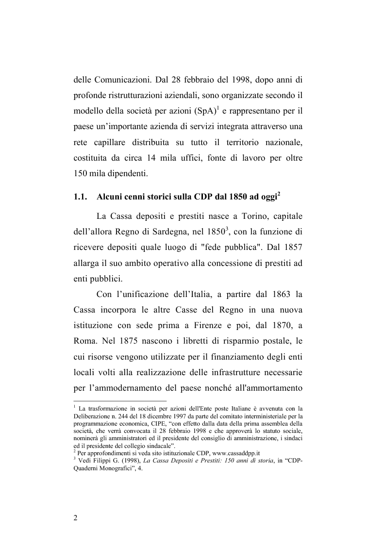Anteprima della tesi: Cassa Depositi e Prestiti, Poste Italiane e la Finanza Pubblica, Pagina 2