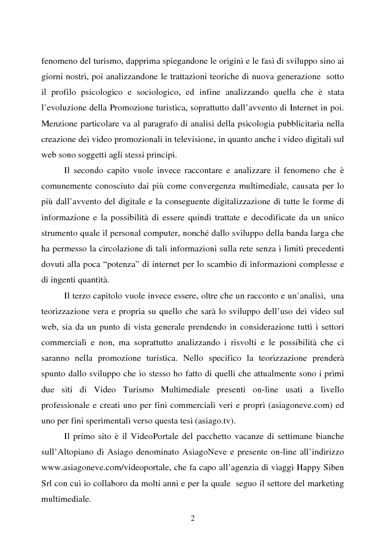 Anteprima della tesi: Video Turismo Multimediale - La promozione turistica sul web tramite il linguaggio audiovisivo, Pagina 2