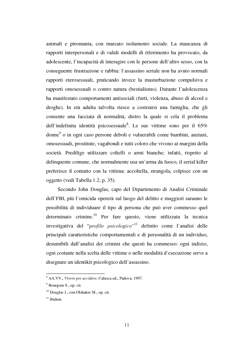 Anteprima della tesi: La figura del serial killer: aspetti della psicosessualità deviata, Pagina 8