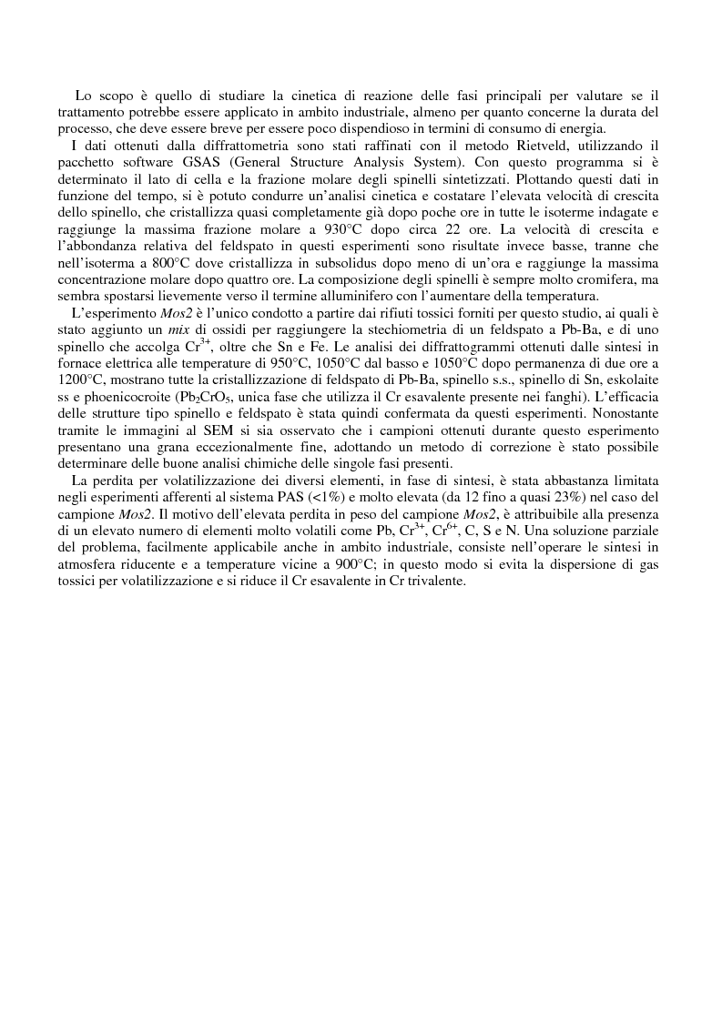 Anteprima della tesi: Inertizzazione di fanghi industriali a metalli pesanti in matrici a silicati ed ossidi: prove sperimentali, Pagina 2