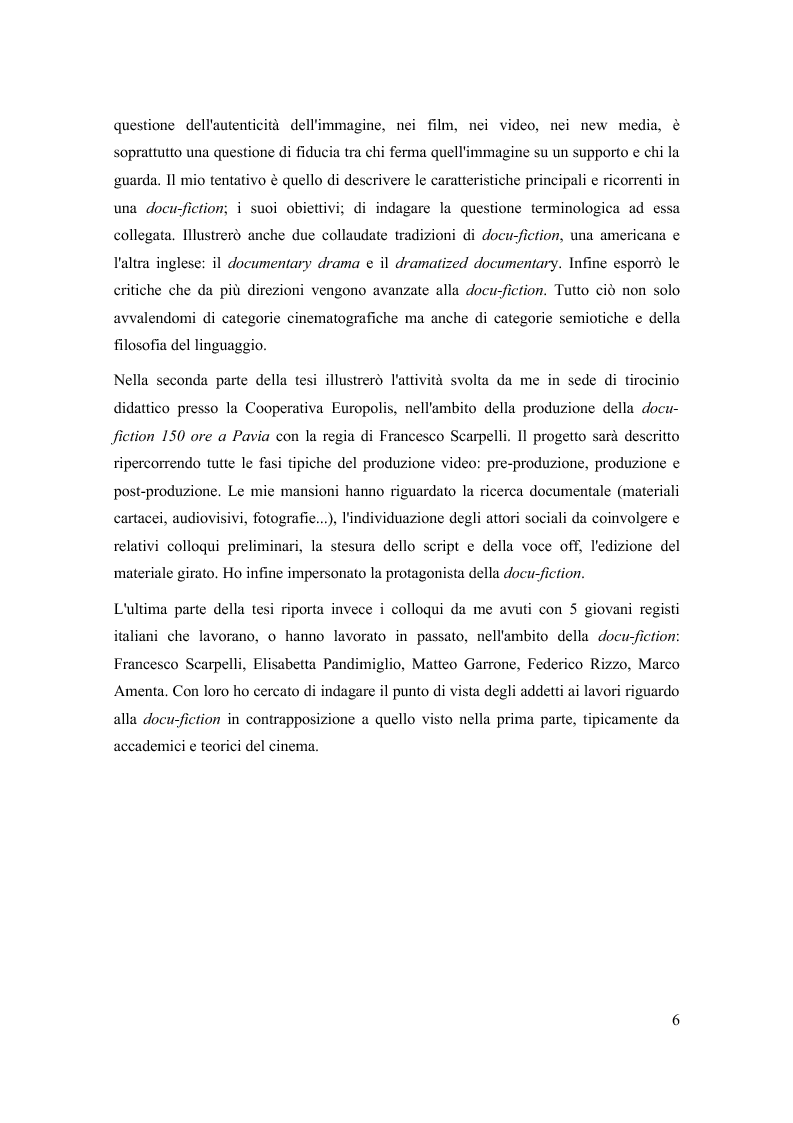 Anteprima della tesi: Un genere cinematografico: la docu-fiction. Il caso di 150 ore a Pavia, Pagina 4